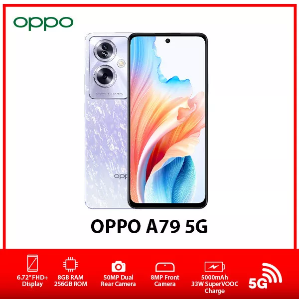 (Unlocked) OPPO A79 5G 8GB+256GB PURPLE GLOBAL Ver. Dual SIM Android Cell  Phone