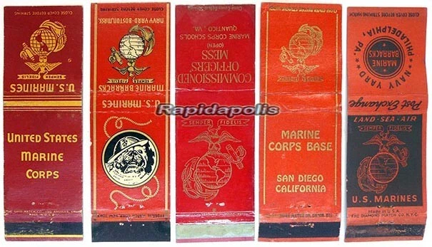 31 Rare WW2 era USMC Matchbooks Quantico, Pendleton, Parris Island, Camp Lejeune