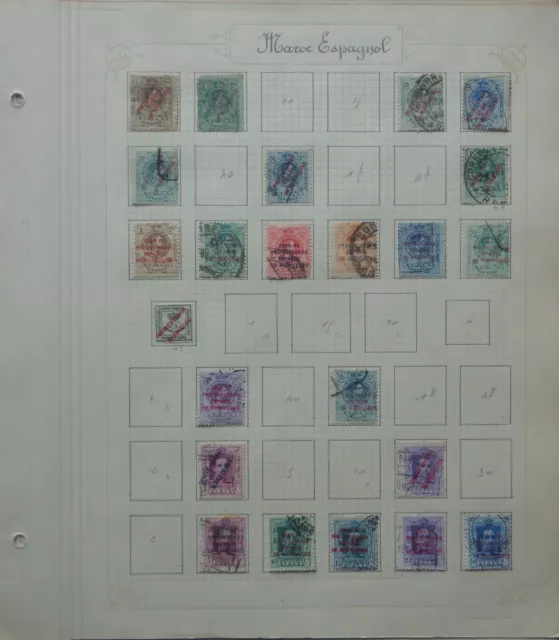 Maroc espagnol et Zanzibar, collection de timbres anciens sur feuilles