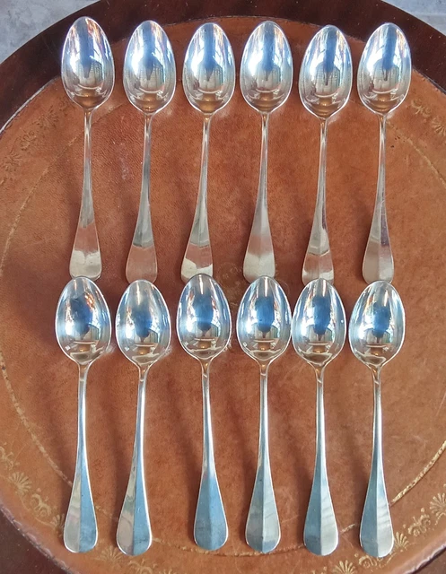 Coffret De 6 Cuillères à Dessert En Métal Argenté - 14 Cm, Poinçon 84 G