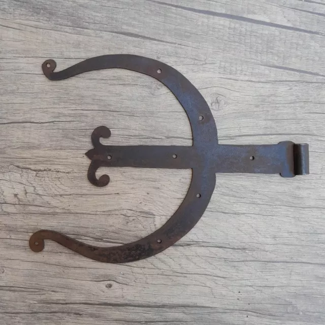 Vintage iron handmade french german gothic gate door hinges ornate rusty