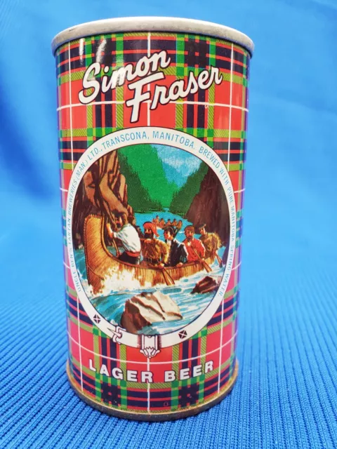 Vintage SIMON FRASER (Transcona) - EMPTY 12oz SS Tab Beer Can - Manitoba, CANADA