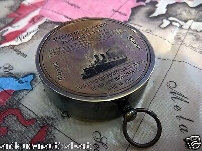 Antique Nautical Titanic Pocket Compass 2" Vintage Marine Collectible Decor
