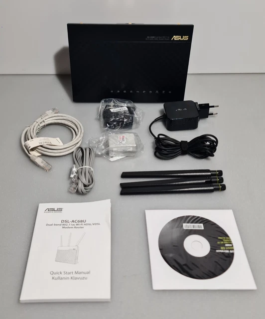 WLAN Router Modem Router ASUS Dual-band DSL-AC68U Wireless-AC1900 ADSL/VDSL (B)