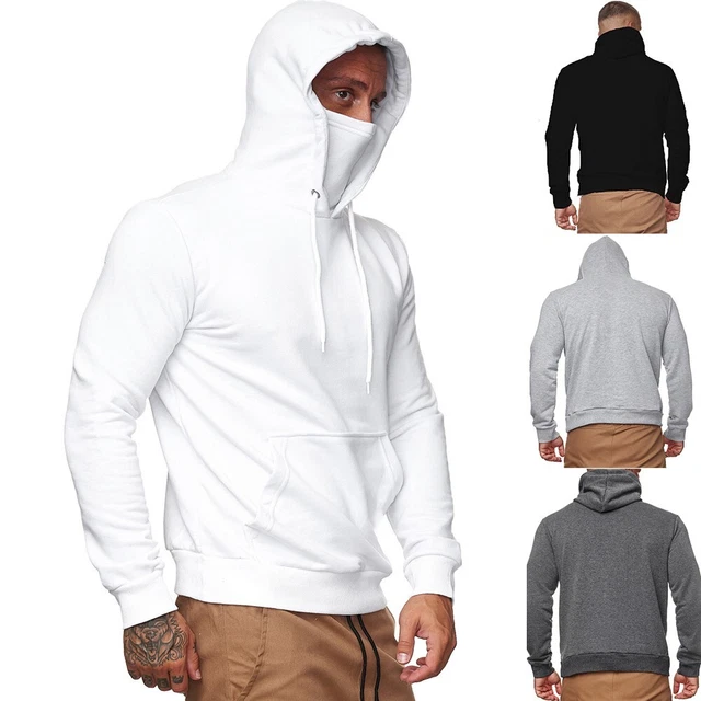 Uomo Felpa con Cappuccio Casual Solido Tasca Slim Fit Maglione Pullover Top