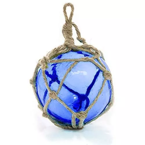 Glass Fishing Floats | Cobalt Blue Japanese Glass Floats 5" | Nautical Rope B...