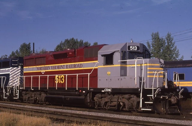 NORTHERN VERMONT Railroad Train Locomotive 513 NEWPORT VT Original Photo Slide