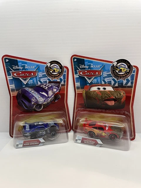 🔥🔥Disney Pixar Cars Final Lap RACE DAMAGED MOOD SPRINGS #144 & MUDDY LIGHTNING