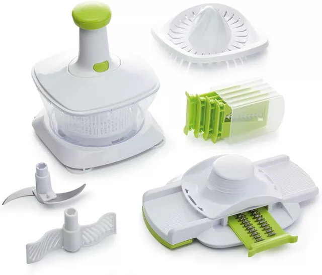 KitchenCraft Healthy Eating 5-in-1 Manual Food Processor / Mandoline Slicer Set