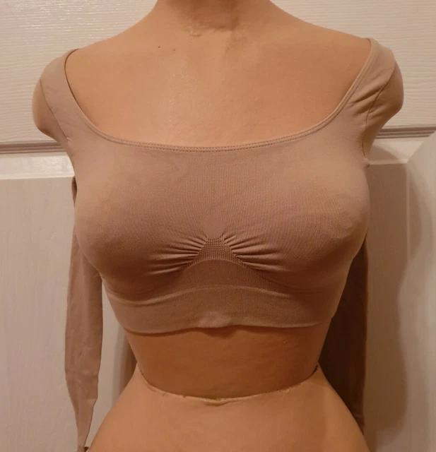 Shear Shapewear Nude Workout, Ballet Dance Cropped top,size 3X(L), runs small