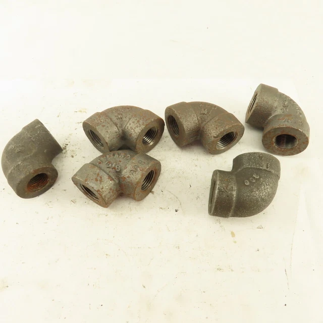 Ward 3/8"NPT Schedule 80 Malleable 90° Elbow Black Pipe Fitting Lot of 6