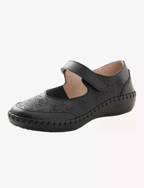 RIVERS - Womens Winter Casual Shoes - Black Mary Jane - Slip On Leather Footwear