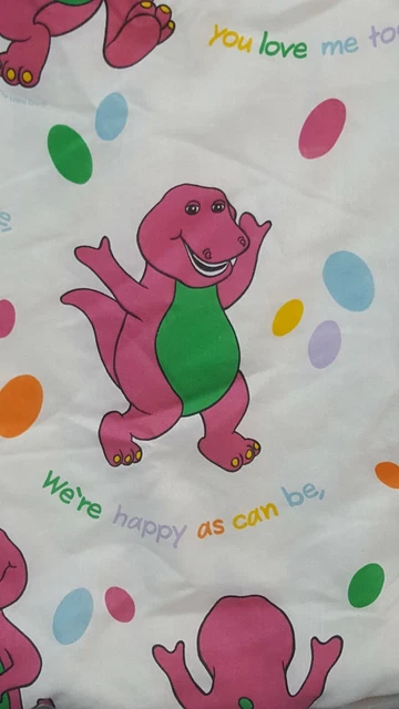 Manta de colección 1992 Barney púrpura dinosaurio cuna edredón 33 X 44
