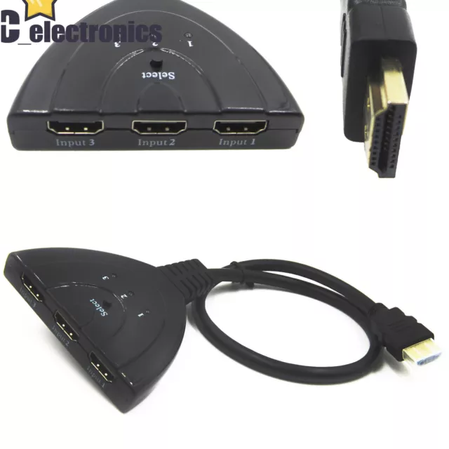 3IN1 OUT 1080P Hub V1.4B HDMI Switch Switcher Splitter Cable For HDTV XBOX PS3