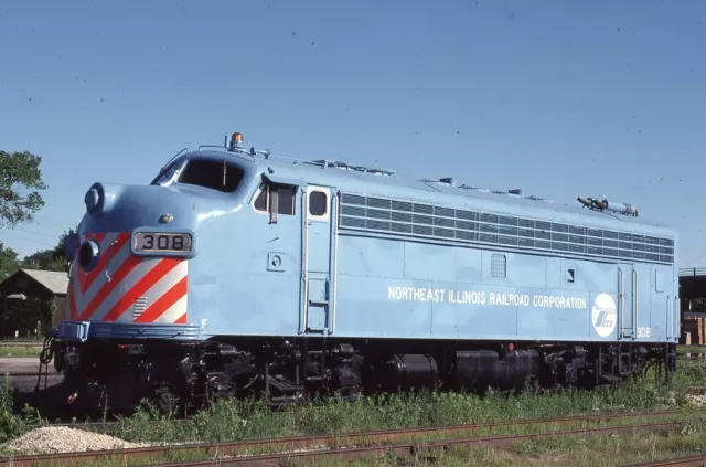 RTA 308 Railroad Train Locomotive BLUE ISLAND IL Original 1984 Photo Slide