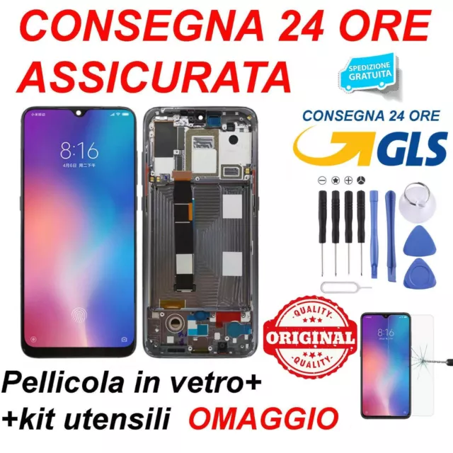 Display Frame Originale Xiaomi Mi 9 M1902F1G Oled Vetro Touch Screen Blu O Nero