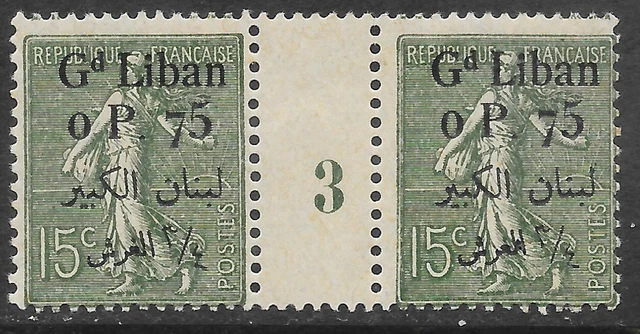 Liban Semeuse n° 25** Paire Millésime 1923. Neuf sans charnière.