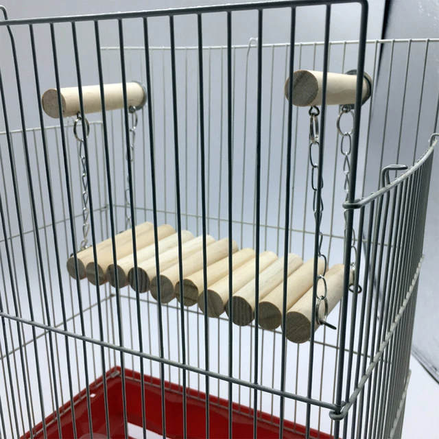 Gabbia per uccellini giocattolo in legno giocattoli arrampicata per animali scala piattaforma gabbia per uccellini