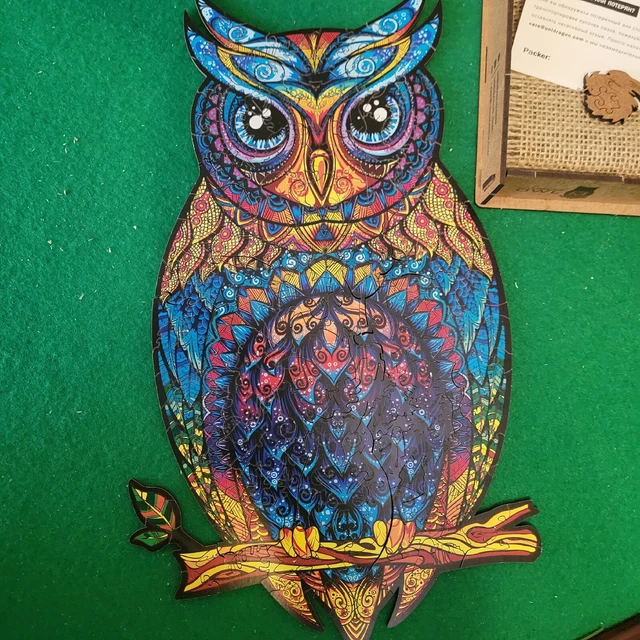 Unidragon Wooden Jigsaw Puzzle "Charming Owl" for Adults Size M 187 Pcs Complete 2