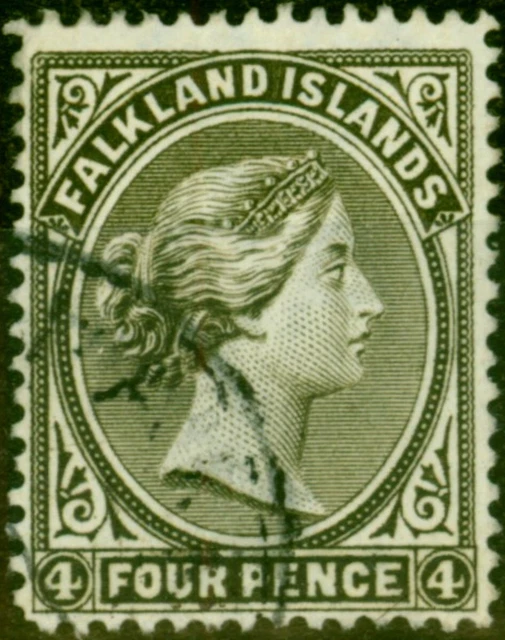 Falkland Islands 1889 4d Olivgrau Schwarz SG12 V. f. U