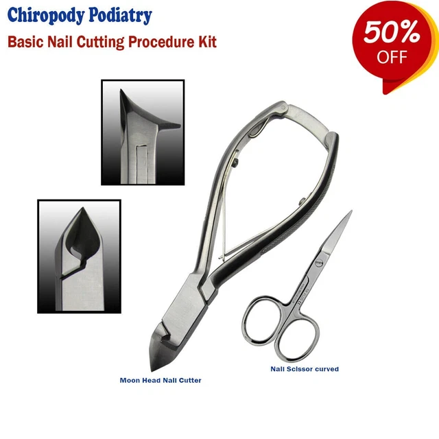 Chiropody Podiatry Moon Head Clippers for Thick Toenails & Cuticle Nail Scissors