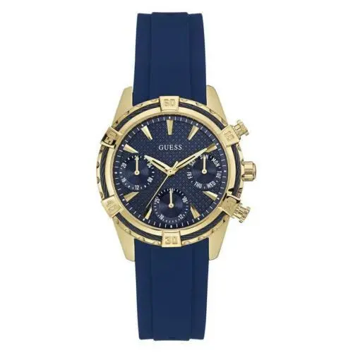 Guess Women's U0562L2 Sporty Gold-Tone Stainless Steel Bazel Blue Dial Watch 2