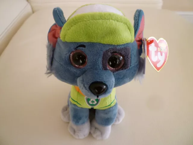 Ty Rocky Dog Paw Patrol Official Brand New Beanie Boos Plush Soft Toy Nick Jr