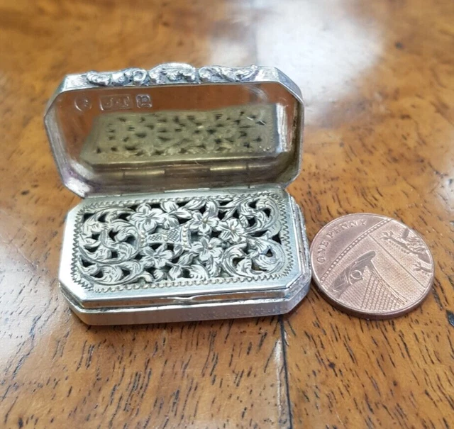 1847 Antique Silver Vinaigrette Box. Made By John Tongue. Snuff LJ127