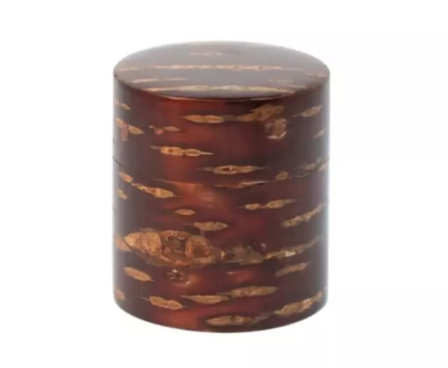 TEA CADDY tea canister JAPANESE Craft CHERRY BARK WORK Kabazaiku on the surface