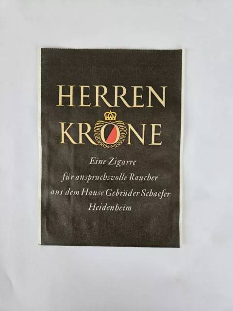 Alte Zigarrentüte Herren Krone Gebrüder Schäfer Heidenheim..Werbung..Reklame