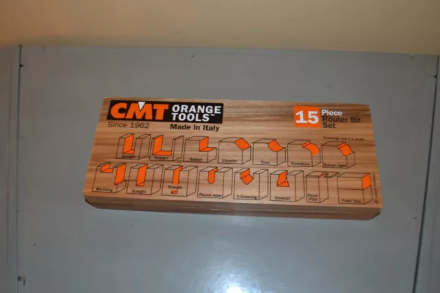 Cmt Orange Tools 15 Piece Router Bit Set (Missing 1) Wood Box Made In Italy