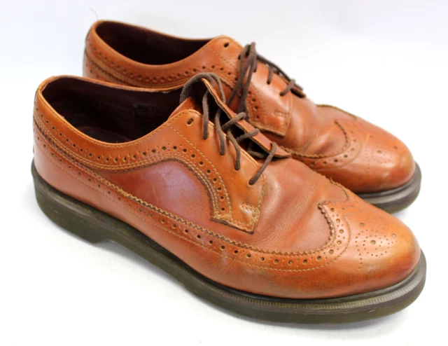 Dr. Martens Tan Leather Oxfords with Brogue Detailing, Style 14147 DR Martens Dark Brown Mens UK11 US12 England Leather Brogue  main image 2