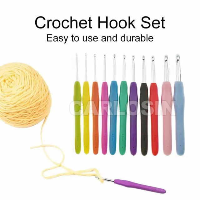 31Pcs Soft handle Crochet Hooks Knitting Needles Sets Sewing Tools With Bag Grip 3