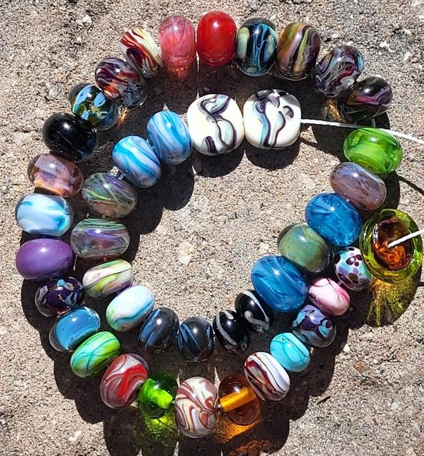 HPS-handmade lampwork glass beads sra- 43 ODDBALLS- includes several pairs!!