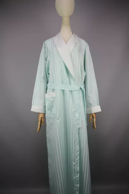 CHRISTIAN DIOR Lingerie Womens Vintag Used Turquoise Robe Embroidered Logo Sz S