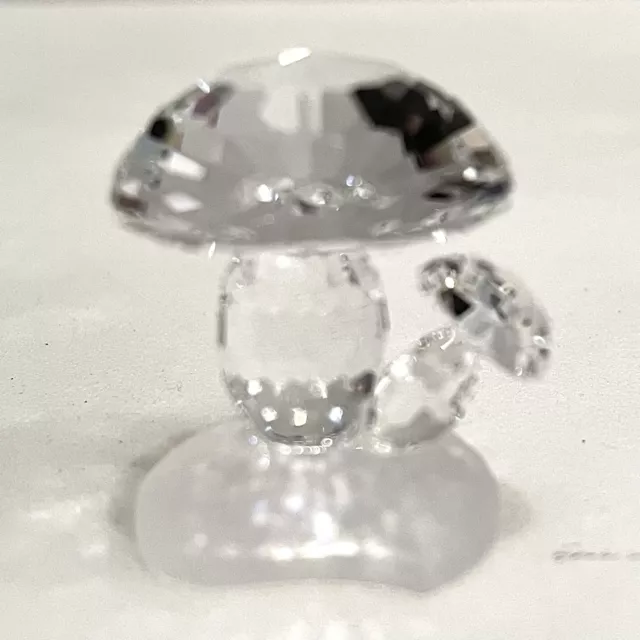 Swarovski Silver Crystal MUSHROOMS 1.25” Figurine Faceted & Frosted  7482 In Box