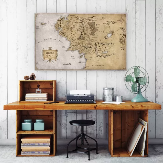 Lord Of The Rings Middle Earth Map - Wall Art Print Picture Canvas or Poster 2