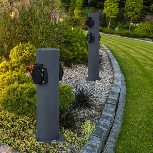 Prise Électrique de Jardin Colonne Distribution Extérieur Inox D'Énergie