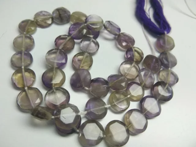 Ametrine Coin Faceted  Loose Gemstone 8-8.5 Mm Beads 13" Strands