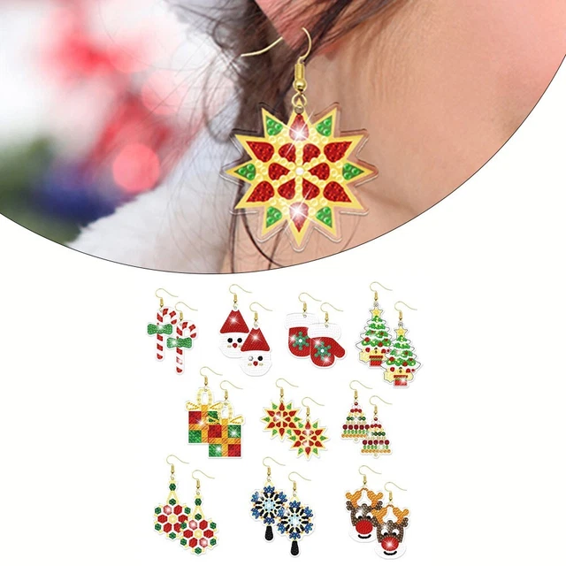 10Pairs DIY Weihnachten Diamant Ohrringe Zeichnung Decor Geschenke Anhänger