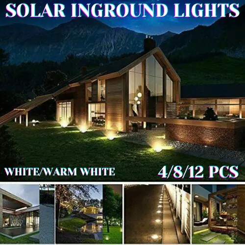 4/8/12 Solar Powered LED Buried Inground Recessed Light Garden Outdoor Deck Path