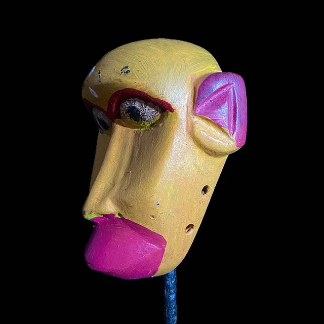 African Mask Tribal Face Wood Hand Carved Vintage Wall Hanging Lega Mask-8119