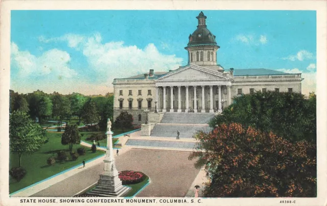 Columbia, South Carolina Postcard State House Confederate Monument c1931   F2*