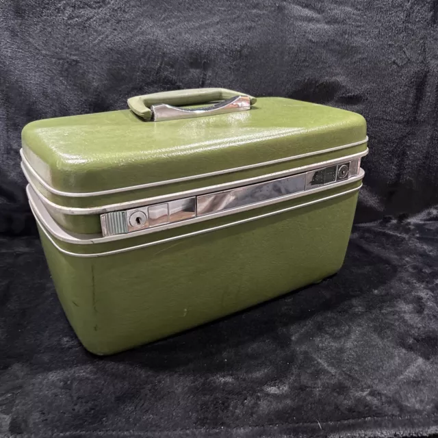 Vintage Samsonite Silhouette Train Case Avocado Green Makeup Luggage