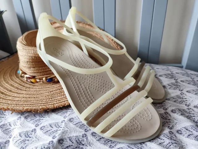 SCARPE ESTIVE STILE Crocs Huarache avorio e marrone WA9 UK 7 EUR
