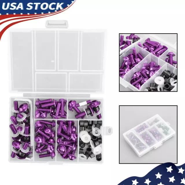 158x Motorbike Purple Fastener Clip Screw Kit Windscreen Fairing Bolt YU