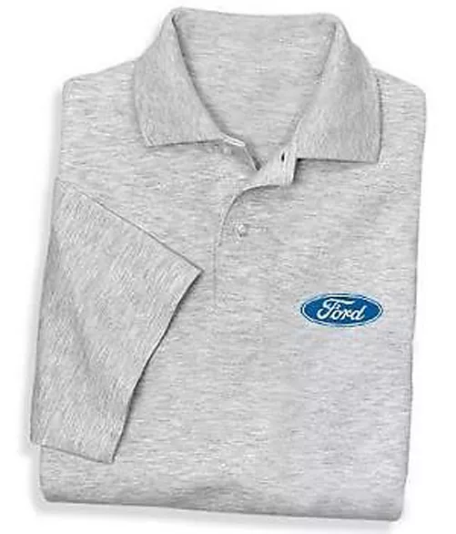 Mens gray Ford polo shirt gray collared shirt buttons dress shirt golf shirt tee