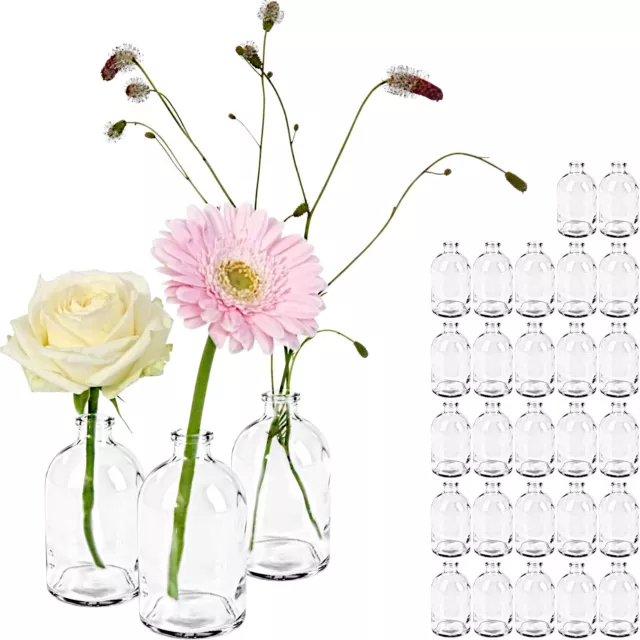30x Mini Vase Väschen Glas Flasche Deko Dekoration Hochzeit Blumenvase klein
