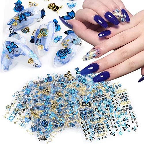 Calcomanías de arte en uñas mariposa flores mariposas diseño de arte en uñas 10