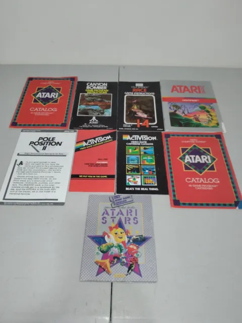 Lot of (9) Vintage Atari 2600 Game Booklets Instruction Manuals And Catalogs
